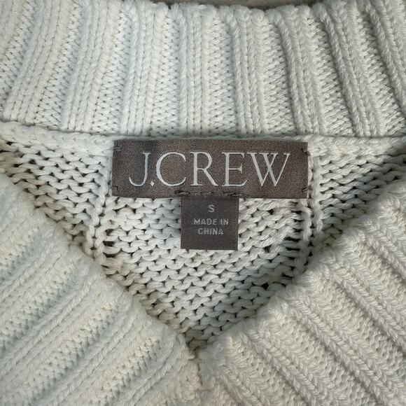 J.Crew Heritage Cotton Relaxed V-neck Sweater White Women’s Size Small - Picture 4 of 9